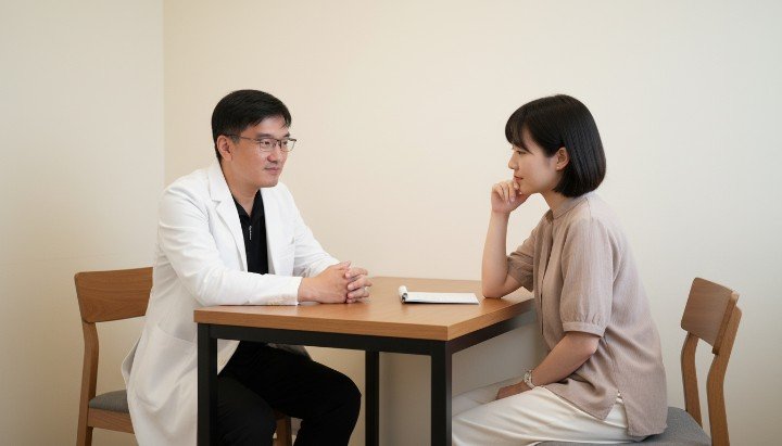 專業醫師向患者說明藥物代謝基因的重要性 顯示藥物代謝基因檢測報告的個人化數據分析 透過藥物代謝基因科學儀器進行精準醫療檢驗 診所醫療團隊討論如何運用藥物代謝基因用藥