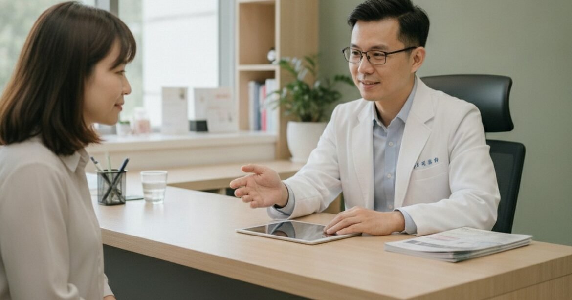吳芮醫師為患者進行極線音波術前評估，強調客製化療程的重要性。
